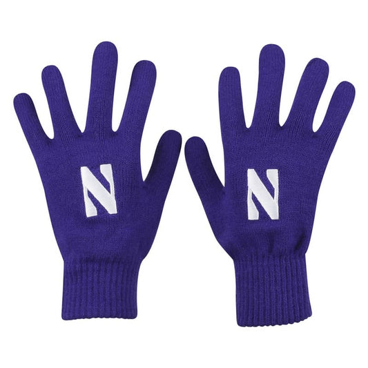 Northwestern University Wildcats Purple Knit Gloves With Stylized N Design