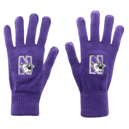 Northwestern University Wildcats Purple Knit Gloves With N-Cat Design