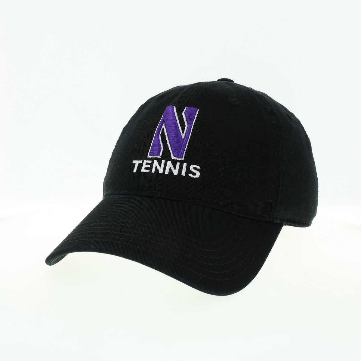 Northwestern University Wildcats Unconstructed Black Cotton Twill Hat with N & Tennis Design