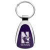Northwestern University Wildcats Laser Engraved Purple Teardrop Key Chain with Mascot & Tennis Design