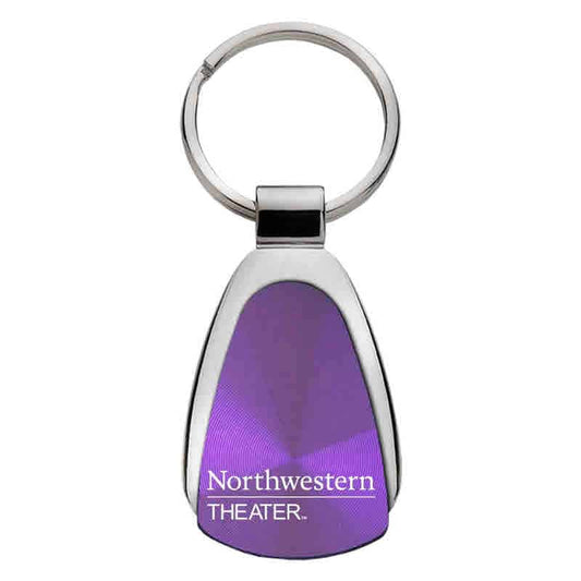 Northwestern University Wildcats Laser Engraved Purple Teardrop Keychain with Theatre Design