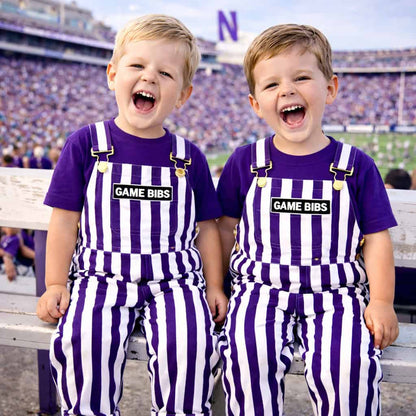 Purple/White Color Toddler Game Bib Overalls