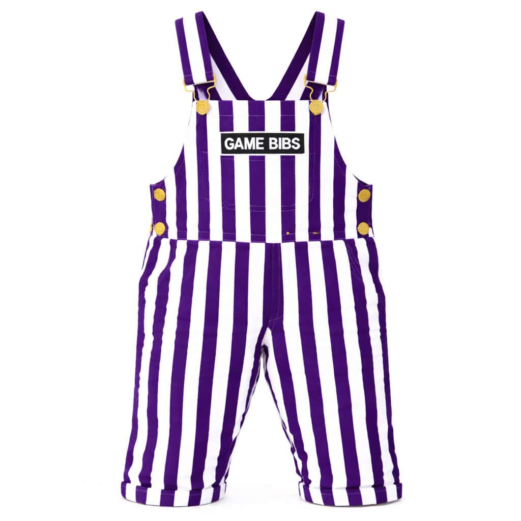 Purple/White Color Toddler Game Bib Overalls