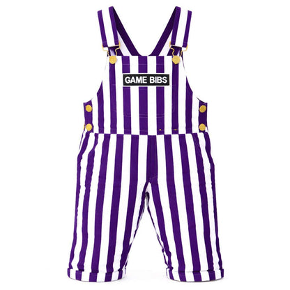 Purple/White Color Toddler Game Bib Overalls
