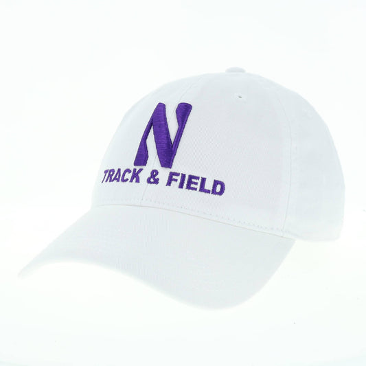 Northwestern University Wildcats Unconstructed White Cotton Twill Hat with N & Track & Field Design
