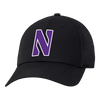 Northwestern University Wildcats Ahead Constructed Performance Black Velcro Back Hat with Stylized N Design