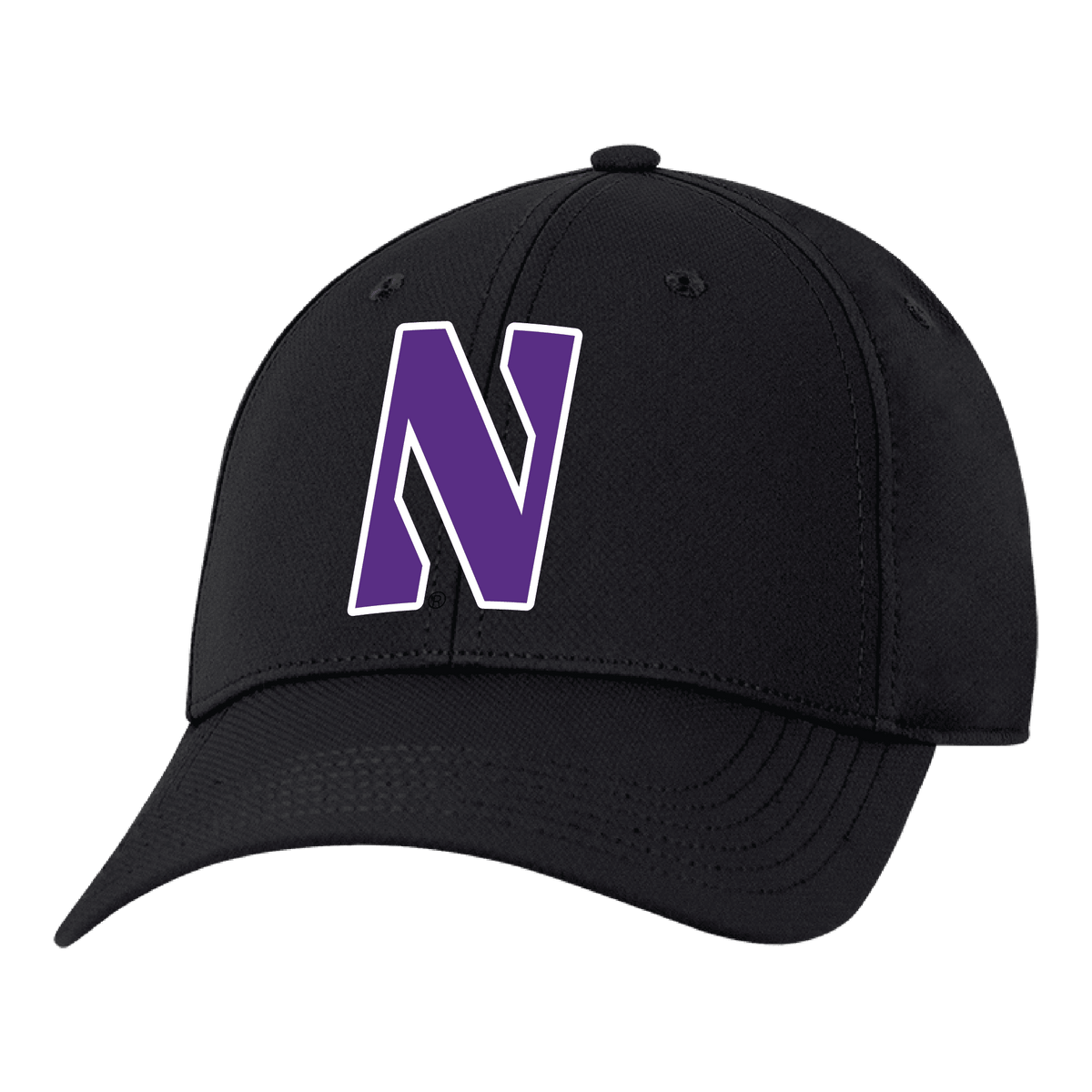 Northwestern University Wildcats Ahead Constructed Performance Black Velcro Back Hat with Stylized N Design