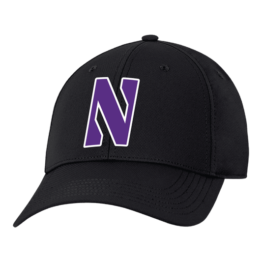 Northwestern University Wildcats Ahead Constructed Performance Black Velcro Back Hat with Stylized N Design