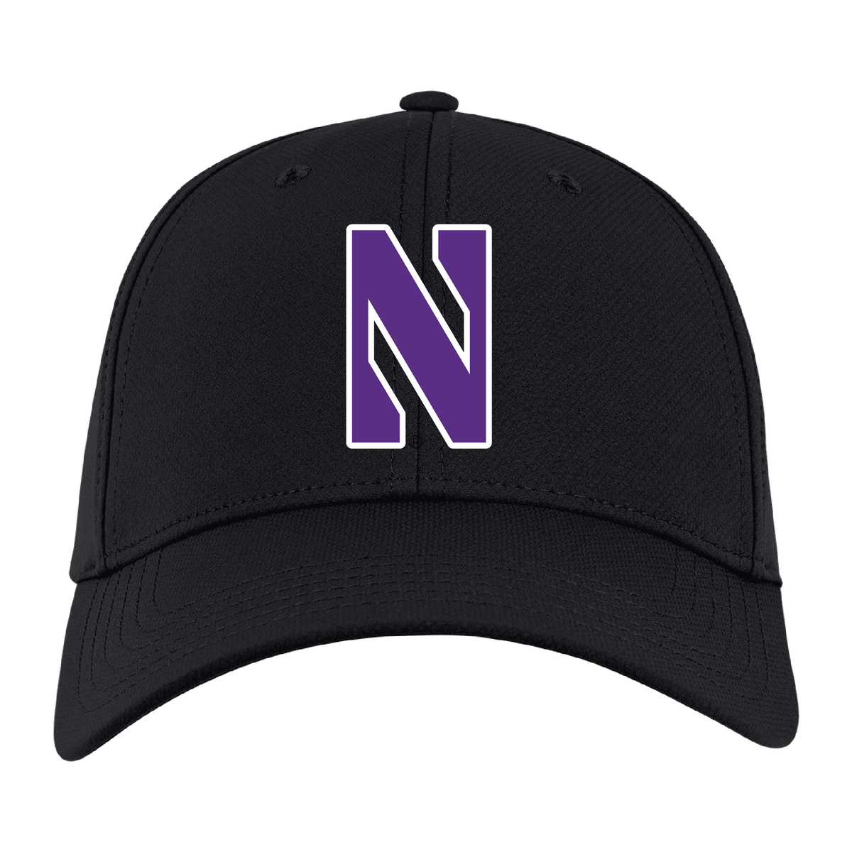 Northwestern University Wildcats Ahead Constructed Performance Black Velcro Back Hat with Stylized N Design -3