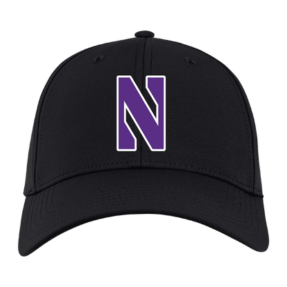 Northwestern University Wildcats Ahead Constructed Performance Black Velcro Back Hat with Stylized N Design -3
