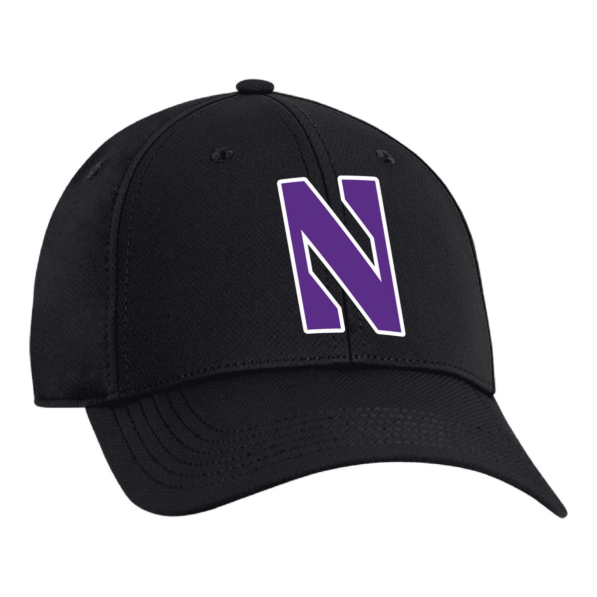 Northwestern University Wildcats Ahead Constructed Performance Black Velcro Back Hat with Stylized N Design -4
