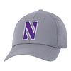 Northwestern University Wildcats Ahead Constructed Performance Light Grey Velcro Back Hat with Stylized N Design