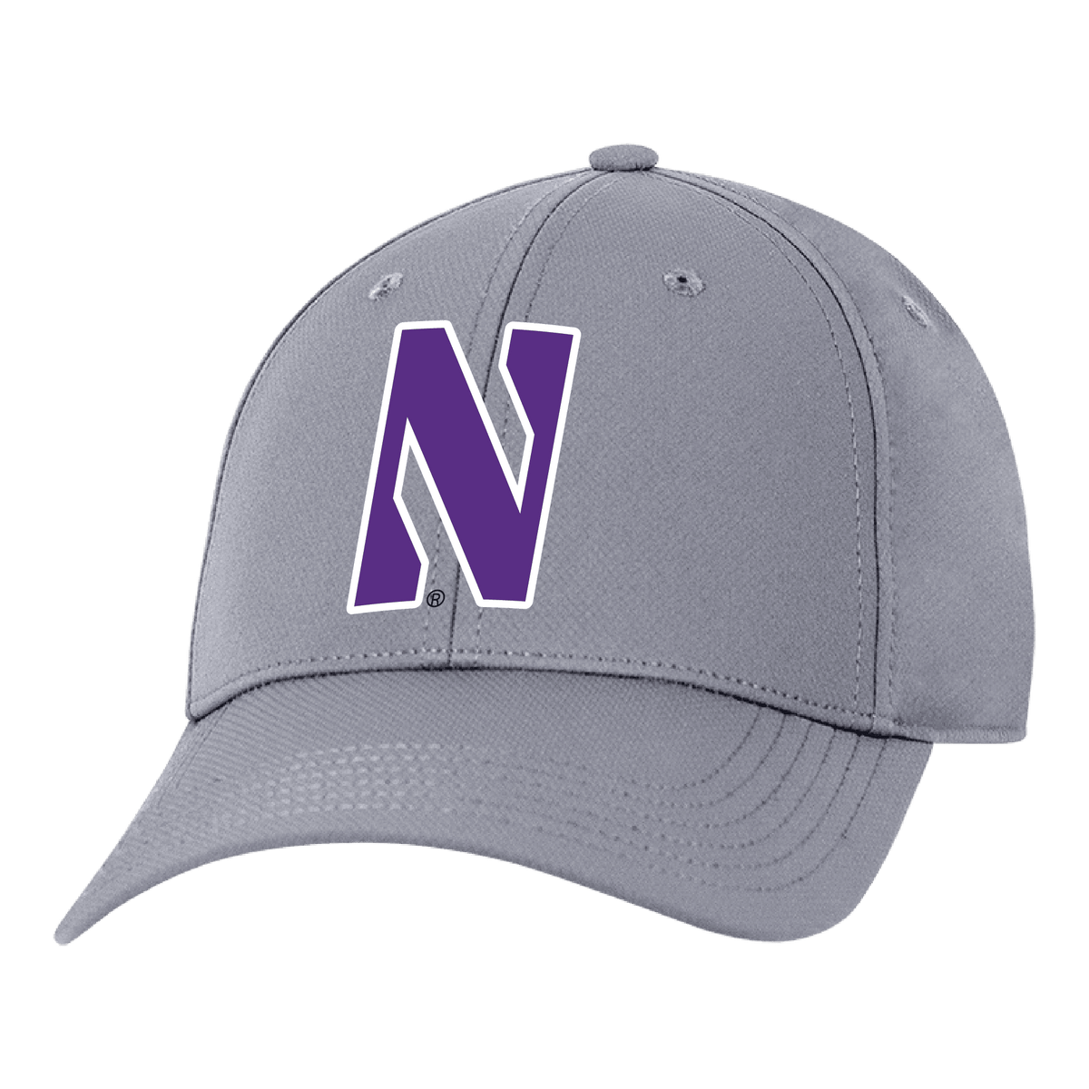 Northwestern University Wildcats Ahead Constructed Performance Light Grey Velcro Back Hat with Stylized N Design