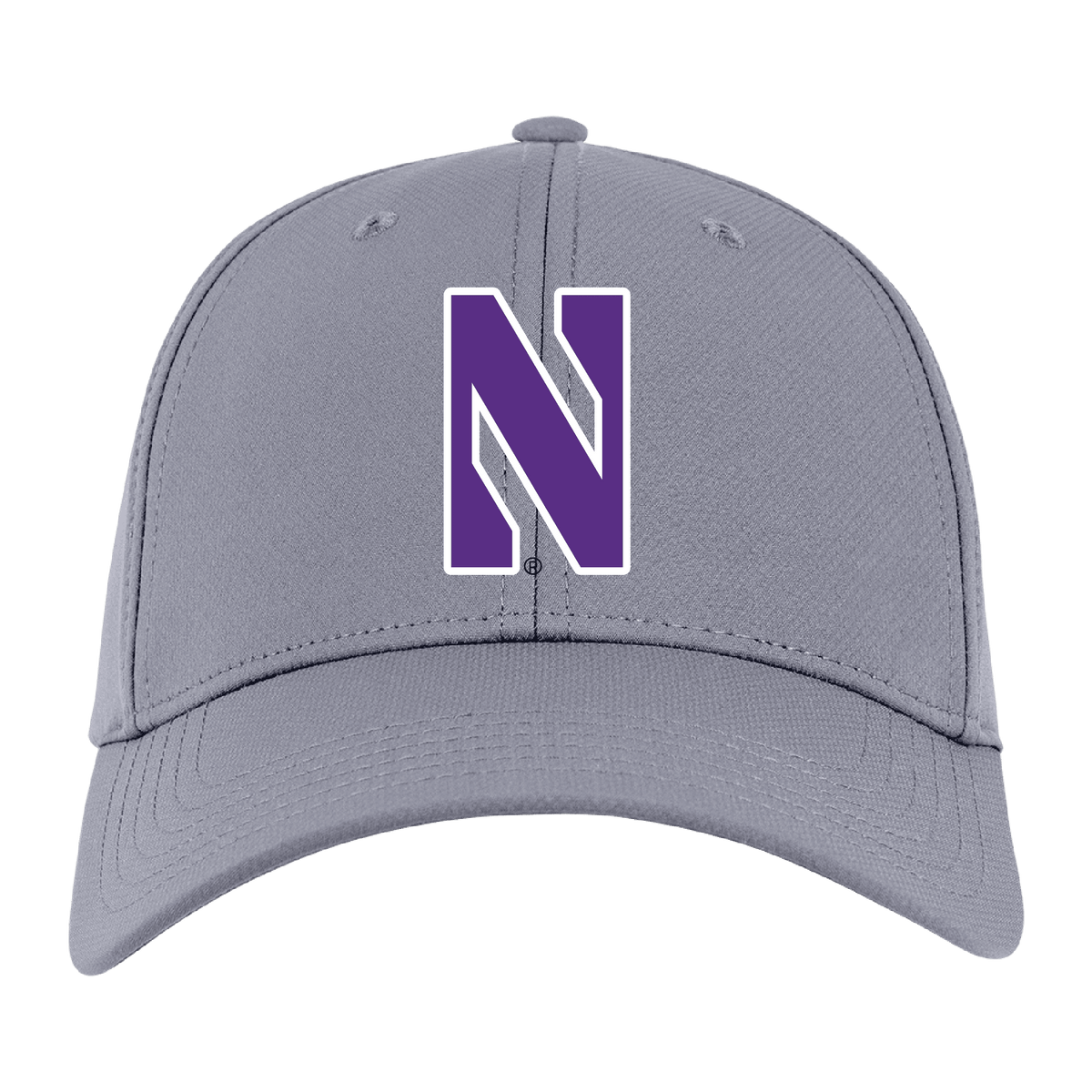 Northwestern University Wildcats Ahead Constructed Performance Light Grey Velcro Back Hat with Stylized N Design -3