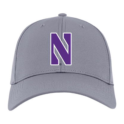Northwestern University Wildcats Ahead Constructed Performance Light Grey Velcro Back Hat with Stylized N Design -3