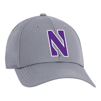 Northwestern University Wildcats Ahead Constructed Performance Light Grey Velcro Back Hat with Stylized N Design -4