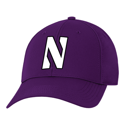 Northwestern University Wildcats Ahead Constructed Performance Purple Velcro Back Hat with Stylized N Design