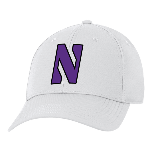 Northwestern University Wildcats Ahead Constructed Performance White Velcro Back Hat with Stylized N Design