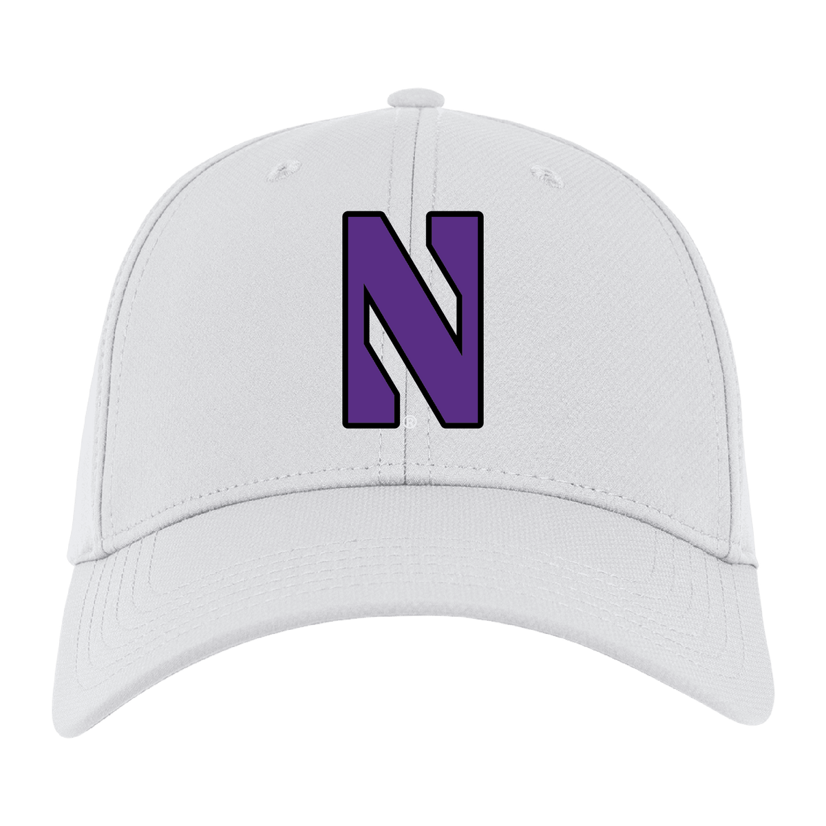 Northwestern University Wildcats Ahead Constructed Performance White Velcro Back Hat with Stylized N Design-3