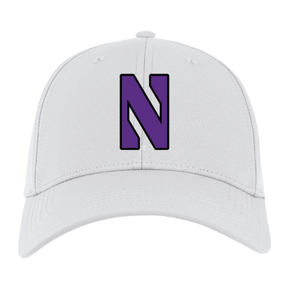 Northwestern University Wildcats Ahead Constructed Performance White Velcro Back Hat with Stylized N Design-3