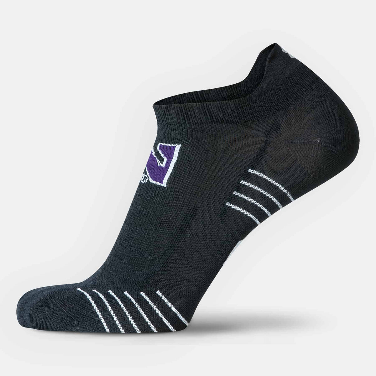 Northwestern University Wildcats Adult Under Armour Black Run No Show Sock-Side