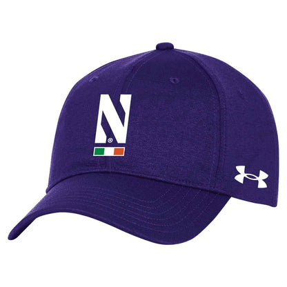 Northwestern University Wildcats Under Armour Adjustable Purple Hat with Stylized Northwestern N & The Irish Flag Design