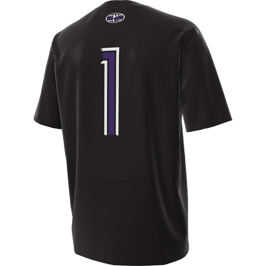 Northwestern University Wildcats Adult Under Armour Black Replica Football Jersey with #1 - Back