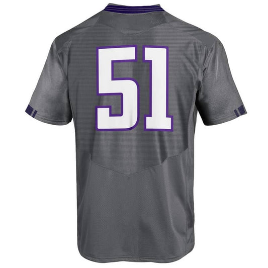 Northwestern University Wildcats Adult Under Armour Grey Replica Football Jersey with #51 -Back