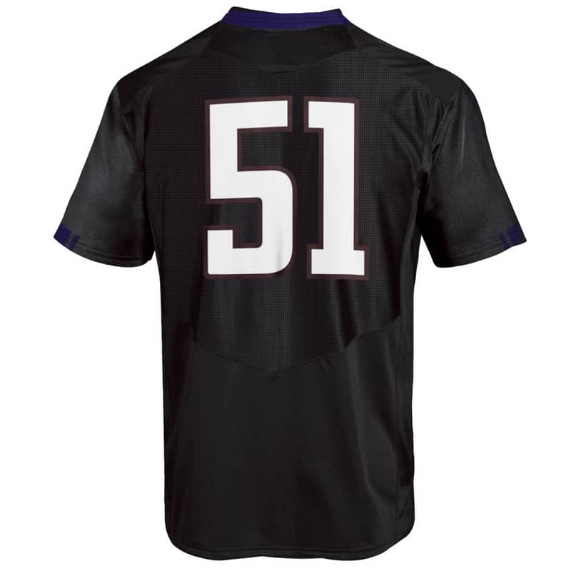 Northwestern University Wildcats Youth Under Armour Black Replica Football Jersey with #51-Back