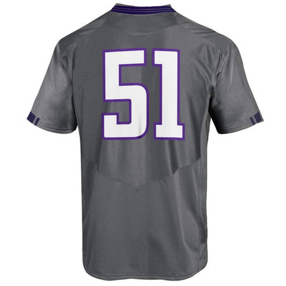 Northwestern University Wildcats Youth Under Armour Grey Replica Football Jersey with #51 -Back