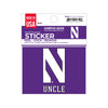 Northwestern University Wildcats Full Color Outside Application 3"X4" Rectangular Multi-Purpose Sticker with Uncle Design