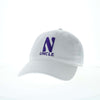 Northwestern University Wildcats Unconstructed White Cotton Twill Hat with N & Uncle Design