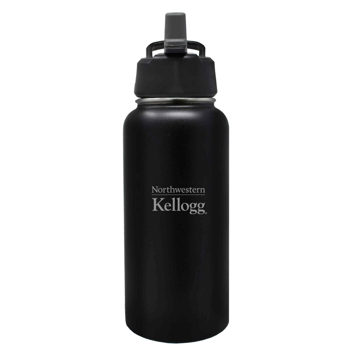 Northwestern I Kellogg Laser Engraved 32 oz. Black Boundless Vacuum Travel Tumbler with Sippy Lid