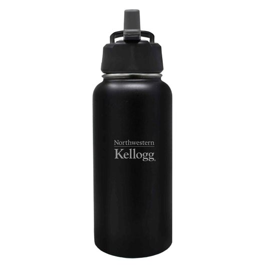 Northwestern I Kellogg Laser Engraved 32 oz. Black Boundless Vacuum Travel Tumbler with Sippy Lid