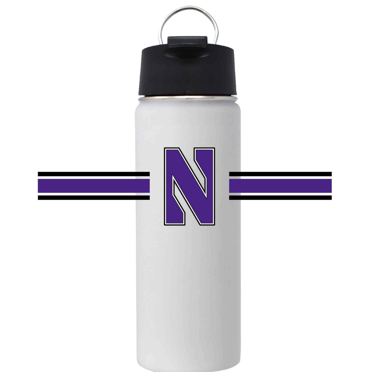 Northwestern University Wildcats 20 oz White Impact Travel Tumbler Water Bottle/Mug with Full Color Stylized N Bar Design
