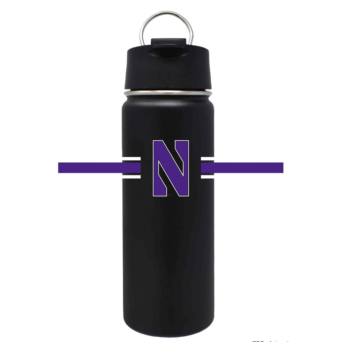 Northwestern University Wildcats 20 oz Black Impact Travel Tumbler Water Bottle/Mug with Full Color Stylized N Bar Design