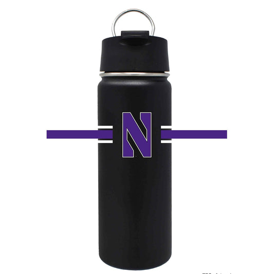 Northwestern University Wildcats 20 oz Black Impact Travel Tumbler Water Bottle/Mug with Full Color Stylized N Bar Design