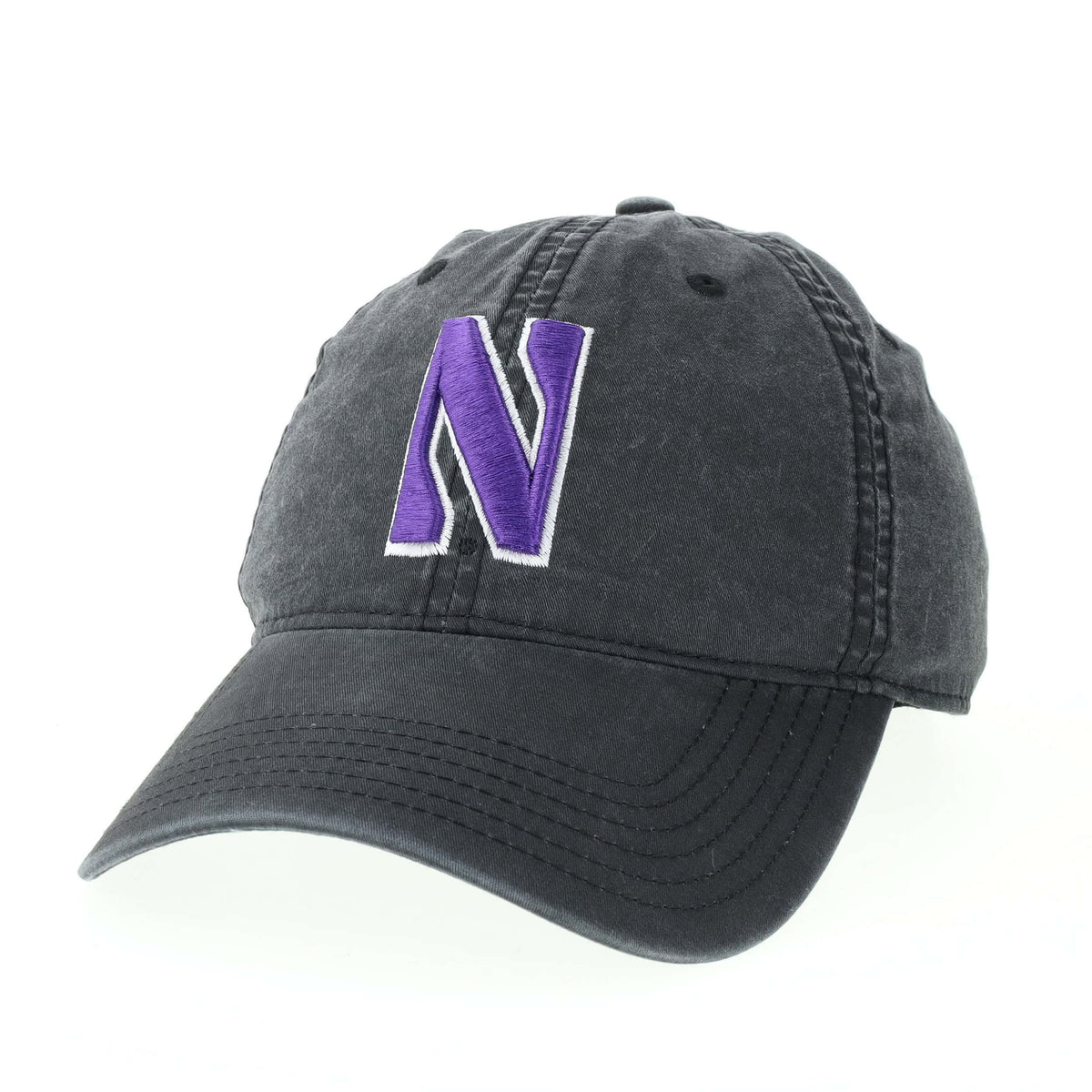 Northwestern University Wildcats Super Light Weight Legacy Unconstructed Adjustable Vintage Washed Black Terra Twill Hat with Stylized N Design