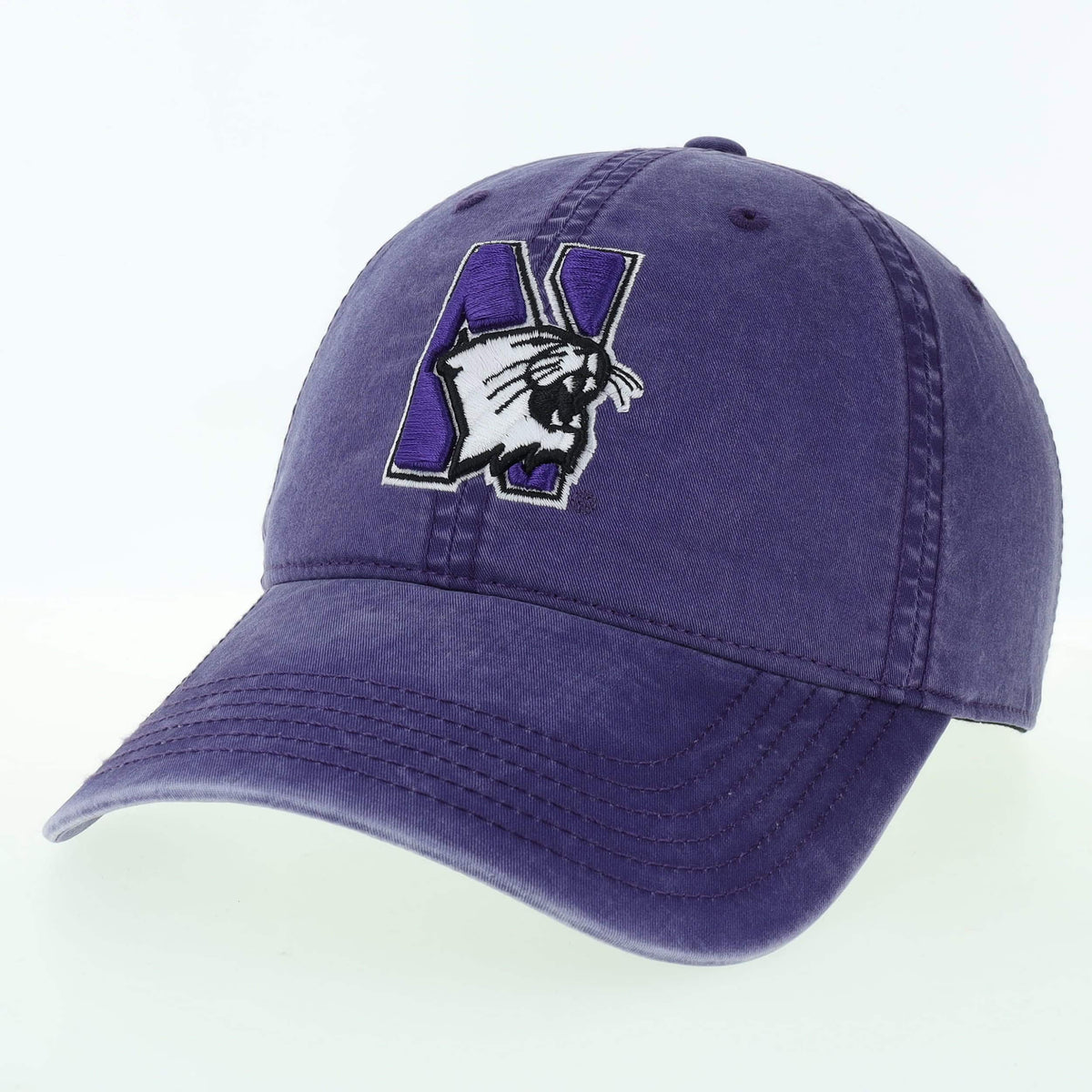 Northwestern University Wildcats Super Light Weight Legacy Unconstructed Adjustable Vintage Washed Purple Terra Twill Hat with N-Cat Design