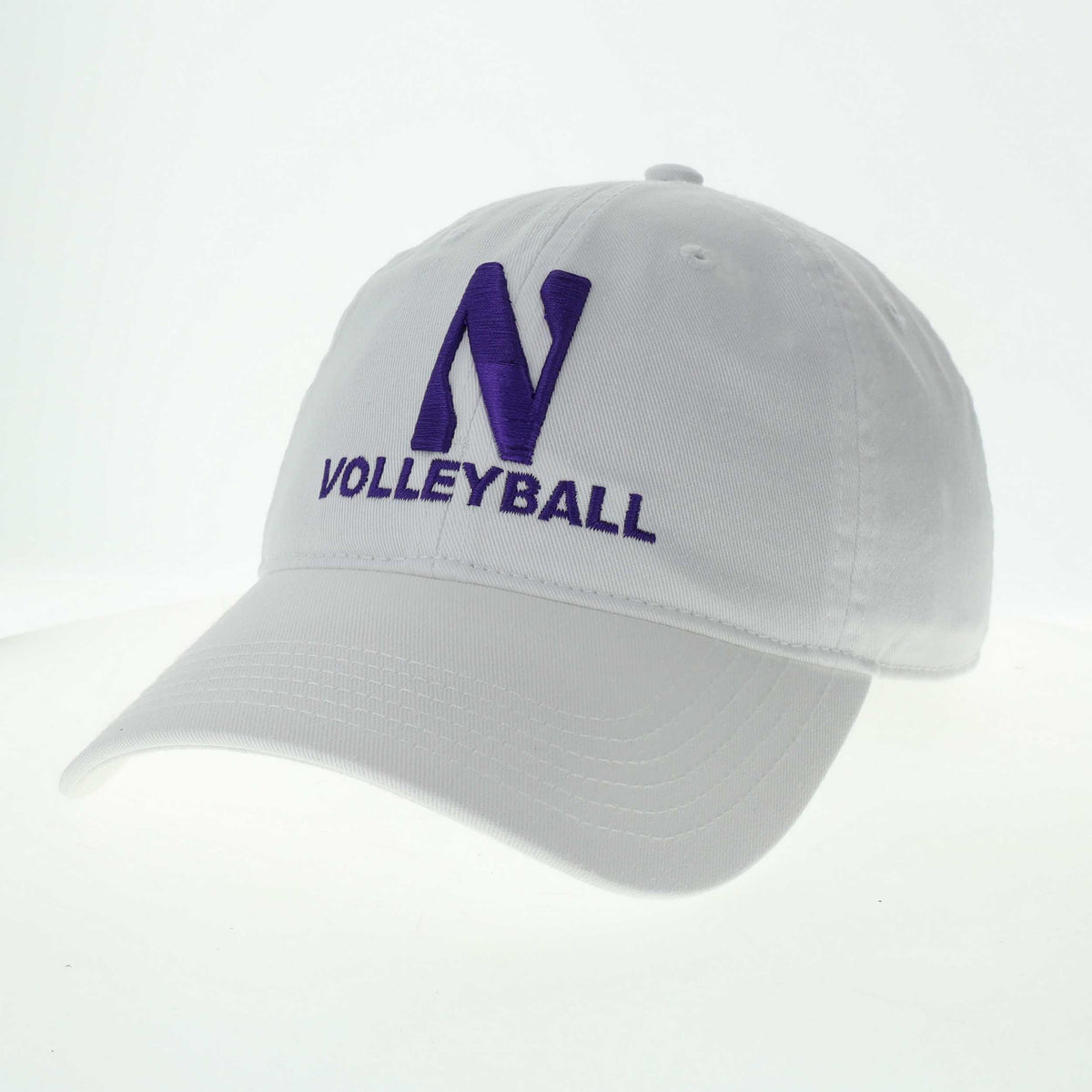 Northwestern University Wildcats Unconstructed White Cotton Twill Hat with N & Volleyball Design