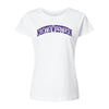 Northwestern University Wildcats Women's MV Softstyle White Tee Shirt with One Color Northwestern Arch Design