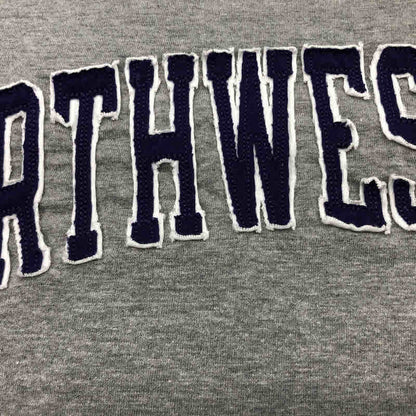 Northwestern University Wildcats Men's Heritage Grey Long Sleeve Tee Shirt with Vintage Appliqué Arched Northwestern Design