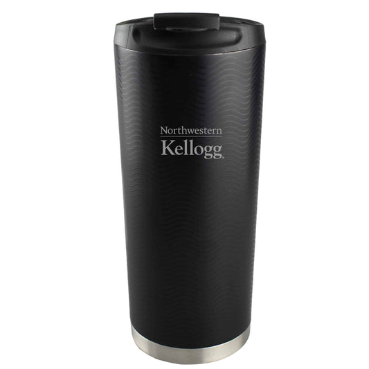 Northwestern Kellogg Laser Engraved Vacuum Insulated 16 oz. Wave Pattern Black Tumbler