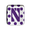 Northwestern University Wildcats 1.25" White Square Fridge Magnet with Polka Dot Stylized N Design