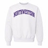 Northwestern University Wildcats Men's MV Pro-Weave Super-Heavy White Crewneck Sweatshirt with One Color Arch Design