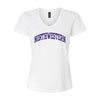 Northwestern University Wildcats Women's MV Softstyle White V-Neck Tee Shirt with One Color Northwestern Arch Design