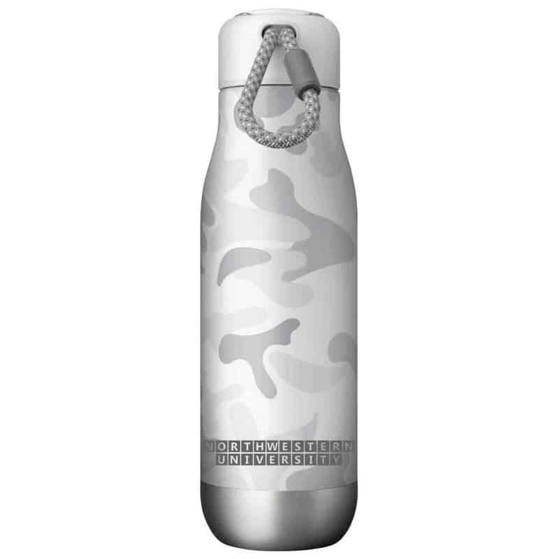 Northwestern University Wildcats 18oz White Camo Zoku Bottle
