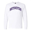 Northwestern University Wildcats Men's MV White Classic Long Sleeve Tee with One Color Arch Design