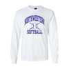 Northwestern University Wildcats White Long Sleeve Tee Shirt with Softball Design