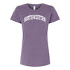 Northwestern University Wildcats Women's MV LAT Fine Jersey Wisteria Blackout Tee Shirt with One Color Northwestern Arch Design